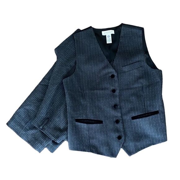 Vintage Lord & Taylor Wool Vest Trouser Set 10/12 Pinstripe - Picture 1 of 12